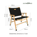 OEM logo Customized beech wood Armrest outdoor foldable wooden folding kermit camping chair